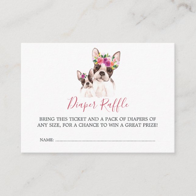 Baby Shower Boston Mum And Baby Diaper Raffle Enclosure Card (Front)