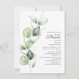 Baby Shower Botanical Eucalyptus Succulent Elegant Invitation