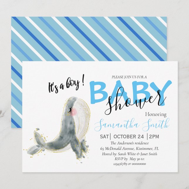 Baby Shower boy  Announcement (Front/Back)