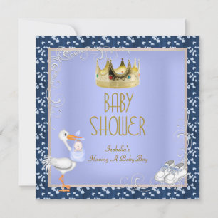 Baby Shower Boy Baby Crown Prince Blue Invitation