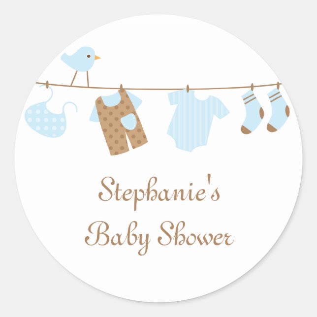 Baby shower boy birds and laundry stickers (Front)