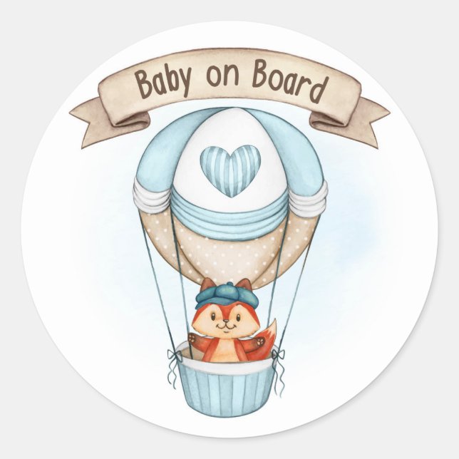 Baby Shower Boy Blue Classic Round Sticker (Front)