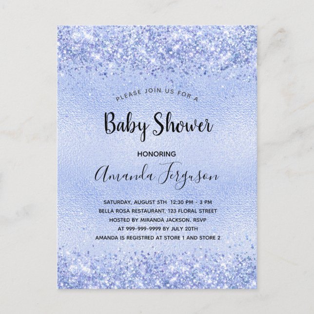 Baby Shower boy blue confetti Invitation Postcard (Front)