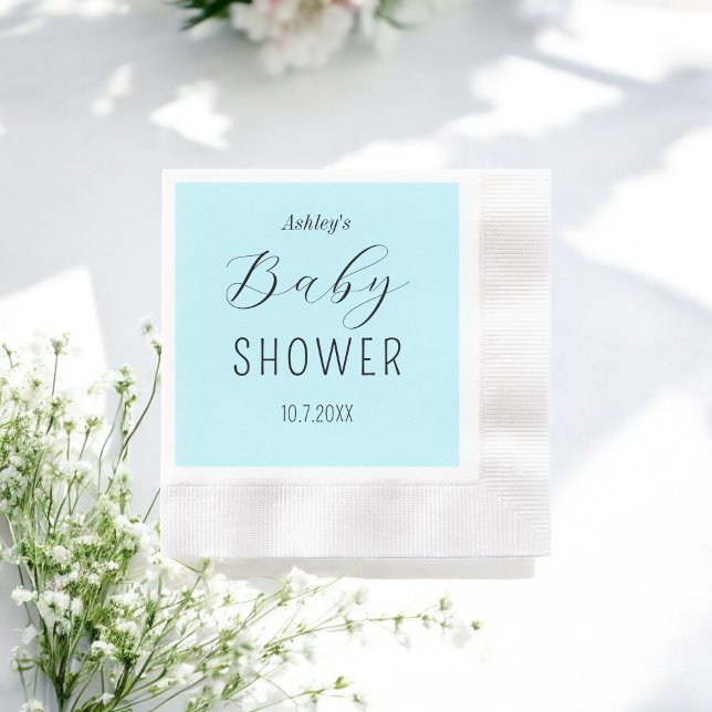 Baby Shower Boy Blue Elegant Paper Napkin (Creator Uploaded)