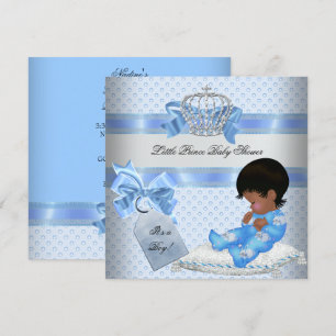 Baby Shower Boy Blue Little Prince Bunnies Invitation