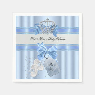 Baby Shower Boy Blue Little Prince Crown 3a Napkin