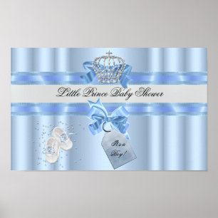Baby Shower Boy Blue Little Prince Crown 3a Poster