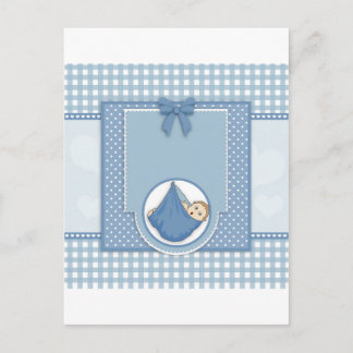 Baby Shower Boy Blue Pattern Party Nursery Art Invitation Postcard