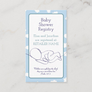 Baby Shower Boy Blue Sky Clouds and Bible Verse Enclosure Card