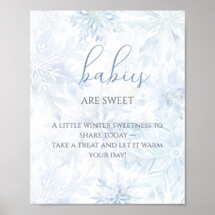 Baby Shower Boy Blue Snowflake Babies are Sweet  Poster