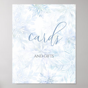 Baby Shower Boy Blue Snowflake Cards and Gifts  Poster
