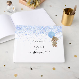 Baby Shower boy blue teddy bear Guest Book