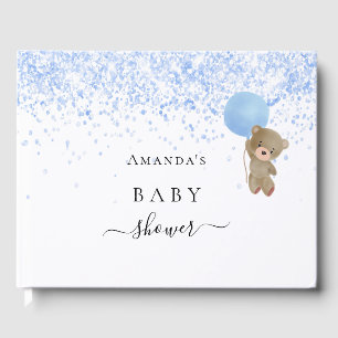 Baby Shower boy blue teddy bear Guest Book