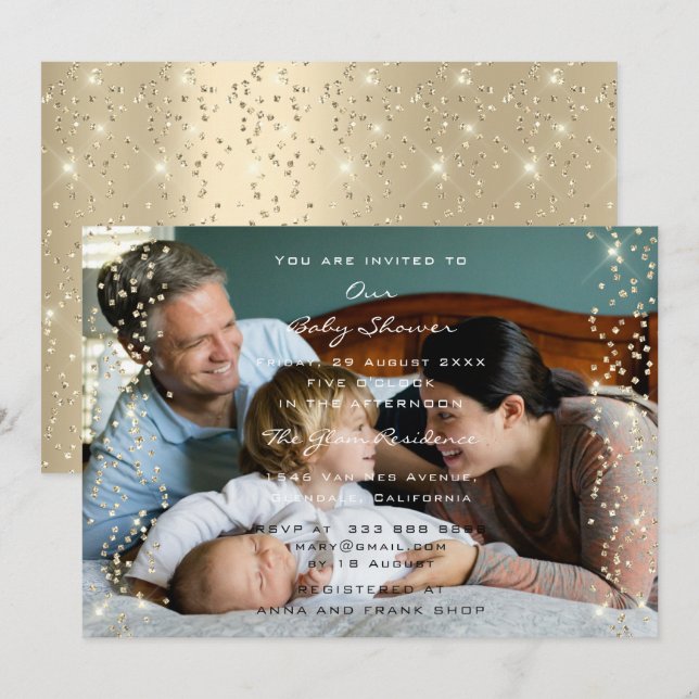 Baby Shower Boy Girl Photo Boy Girl Confetti Invitation (Front/Back)