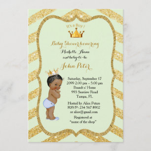 Baby Shower BOY,golden chevron,mint & gold. Invitation