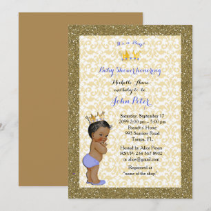 Baby Shower BOY,golden frame,white & gold. Invitation