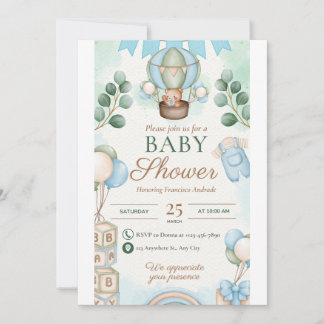 Baby shower boy invitation