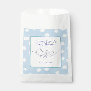 Baby Shower Boy Line Art Blue Sky and Clouds Favour Bags