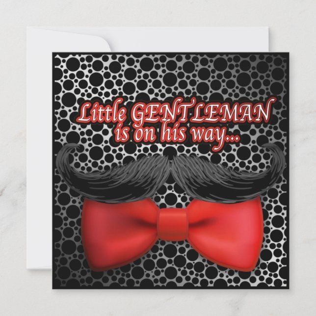 Baby Shower BOY Little Gentleman Whiskers Card (Front)