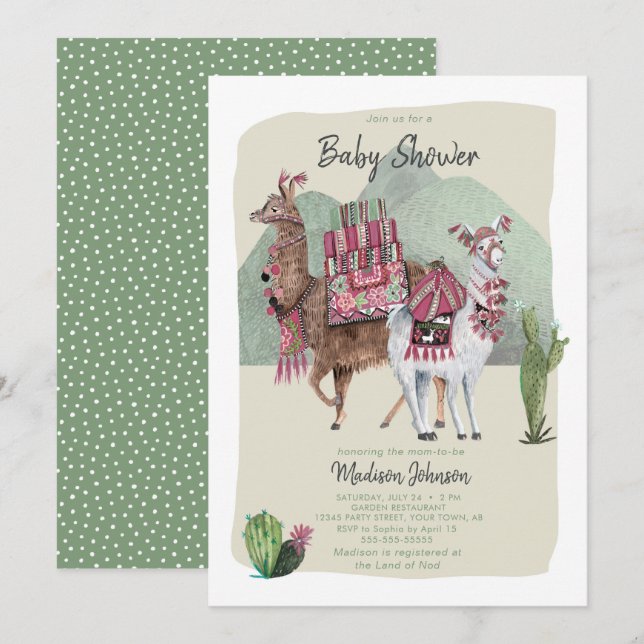 Baby Shower Boy | Llamas & Cactus | Invitations (Front/Back)