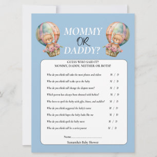 Baby Shower boy Mummy or Daddy  Hot Air Balloon Invitation
