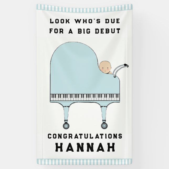 Baby Shower Boy Music Theme Banner (Vertical)