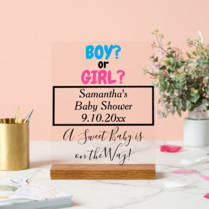 Baby Shower Boy or Girl Mum to Be NAME Acrylic Sign