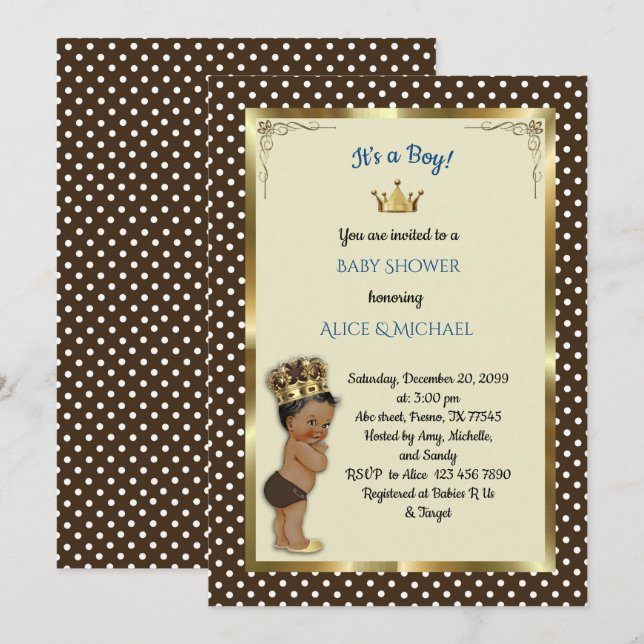 Baby Shower Boy, Prince Boy, maroon, white Invitation (Front/Back)