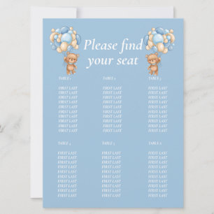 Baby Shower Boy Teddy  Balloon  Table chart  Invitation