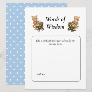 Baby Shower Boy Teddy Rustic Floral Wisdom    Invitation