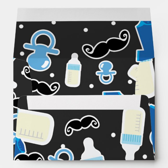 Baby Shower Boy Things Blue & Grey Invitation Envelopes (Back (Bottom))