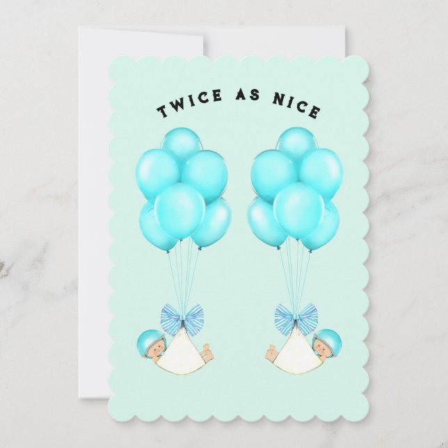 Baby Shower Boy Twins Invitation (Front)