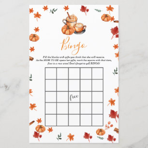 Baby Shower Brewing Pumpkin Spice Coffee Bingo