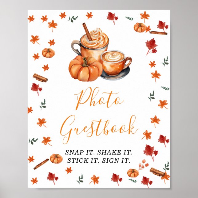 Baby Shower Brewing Pumpkin Spice Photo Guestbook (Front)