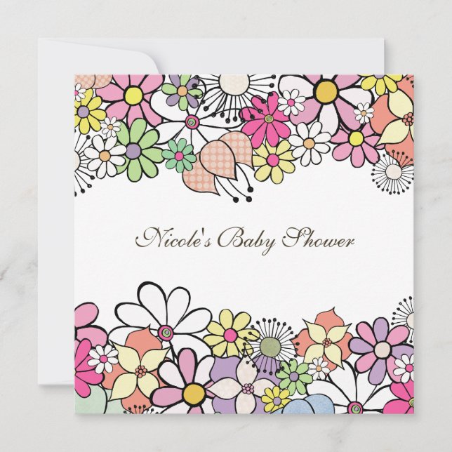 Baby Shower Bright Blossoms Custom Invitation (Front)
