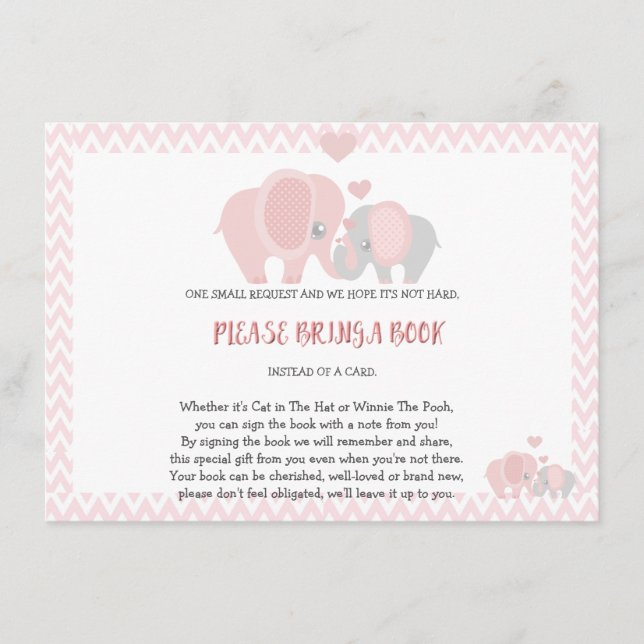 Baby Shower, Bring a Book, Baby Girl Enclosure Card (Front)