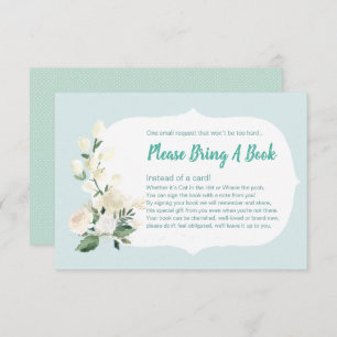 Baby Shower Bring a book  Blue and Roses Invitation