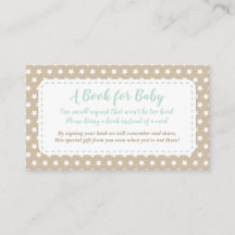 Baby Shower Bring a Book Card | Mint and Tan