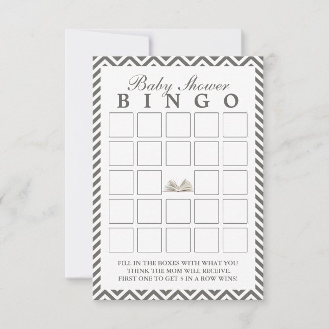 Baby Shower Bring a Book Chevron Bingo Cards (Front)