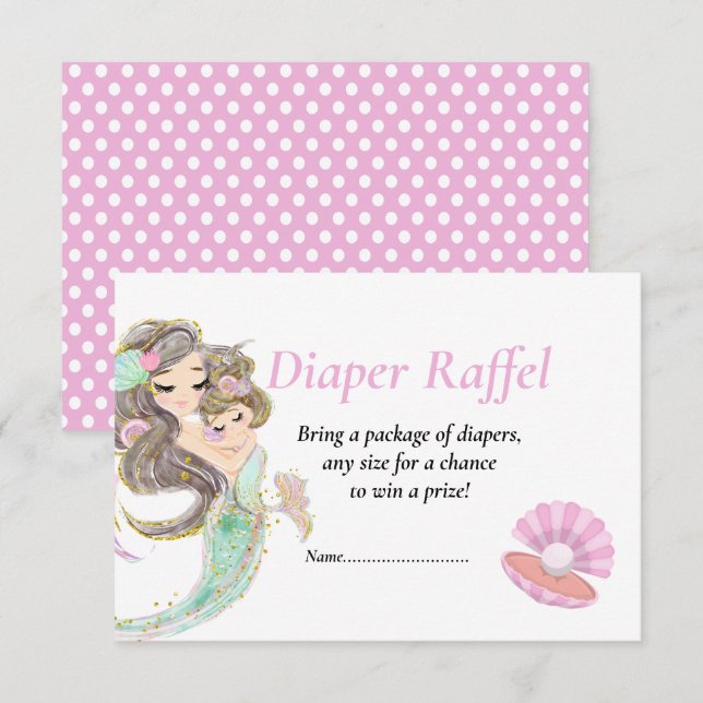 Baby Shower Brown Mermaid Raffel Under the Sea Invitation (Front/Back)