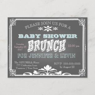 Baby Shower   BRUNCH   Chalkboard Invitation Postcard