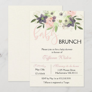 Baby Shower Brunch Invitation Floral Pink Girl
