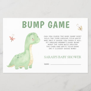 Baby Shower Bump Game Cute Green Dinosaur Flyer