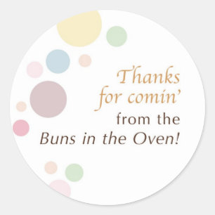 baby shower bun[s] in the oven classic round sticker