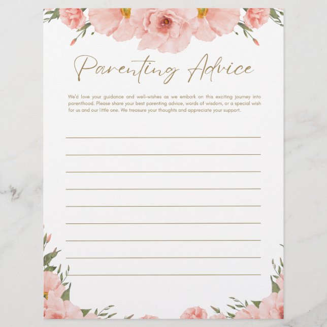 Baby Shower Bundle - Parenting Advice Custom Letterhead (Front)