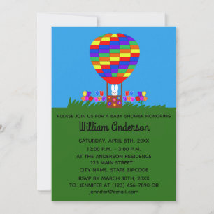 Baby Shower Bunny Balloon #3 Invitation Card