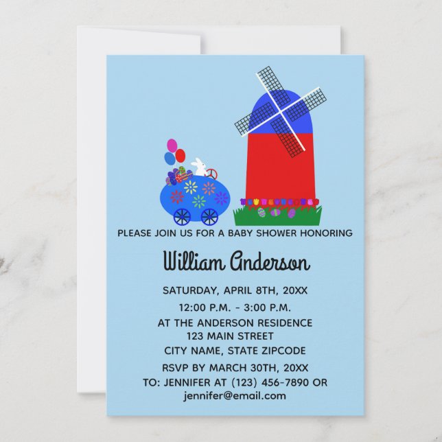 Baby Shower Bunny Egg Car #4-2 Invitation Card (Front)