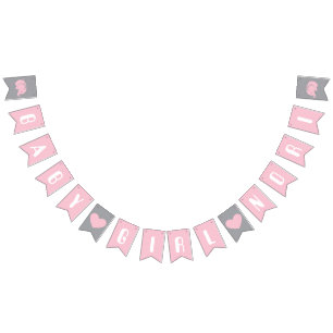 Baby Shower Bunting Flag with Elephant for Girl