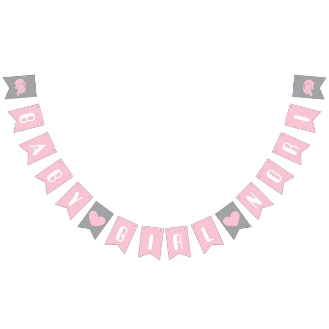 Baby Shower Bunting Flag with Elephant for Girl (All)