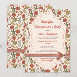 Baby Shower Butterflies & Blossoms Poetic Floral Invitation
